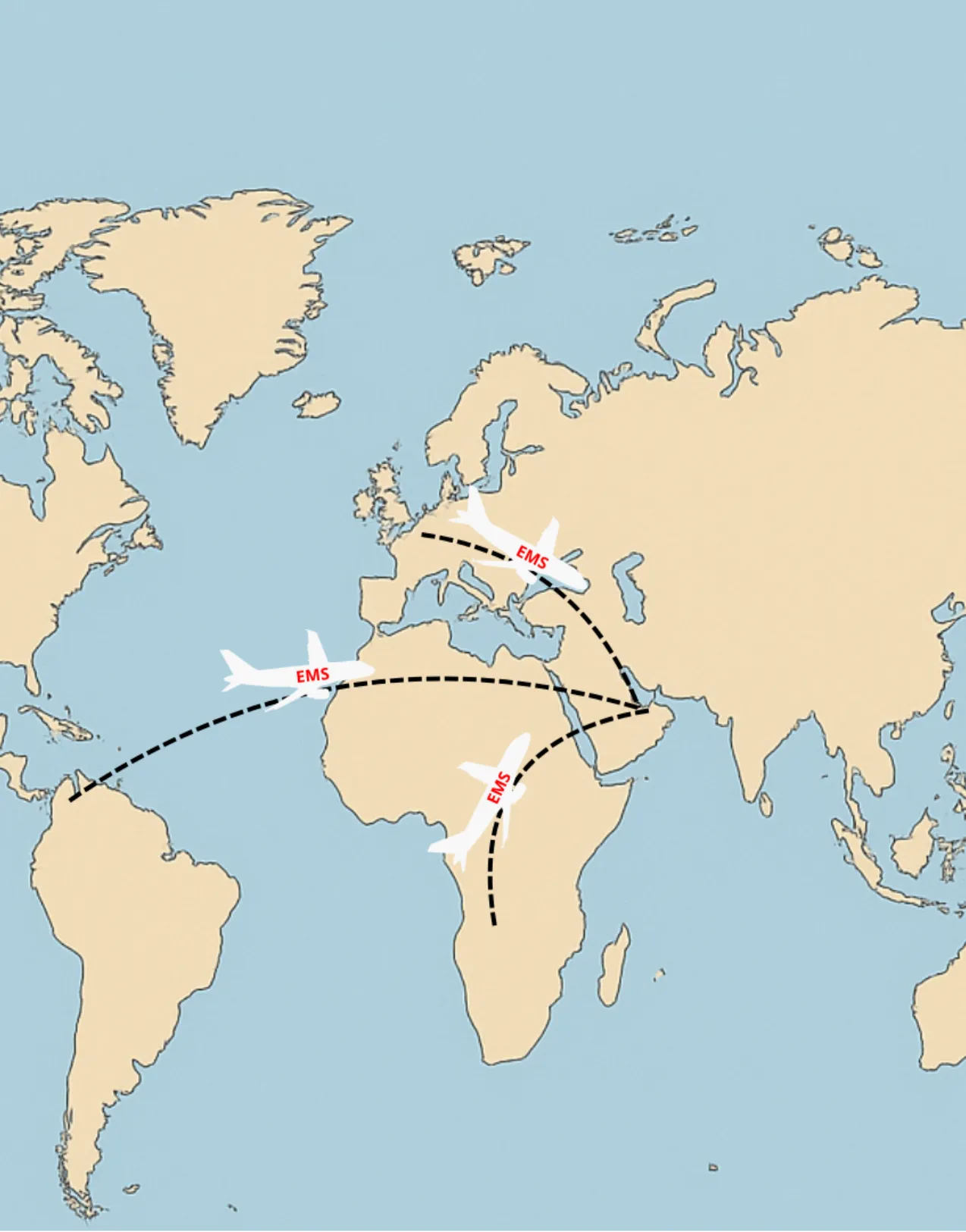 World Map EMS Aircraft UAE World Map EMS Aircraft UAE